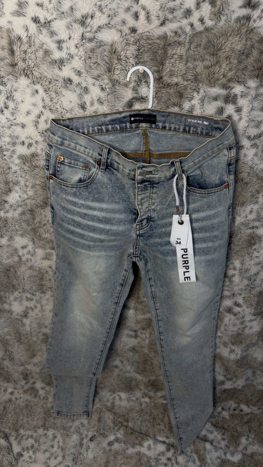 PURPLE BRAND P001 Men\'s Slim Skinny Jeans 34x34 Gray Light Wash Denim