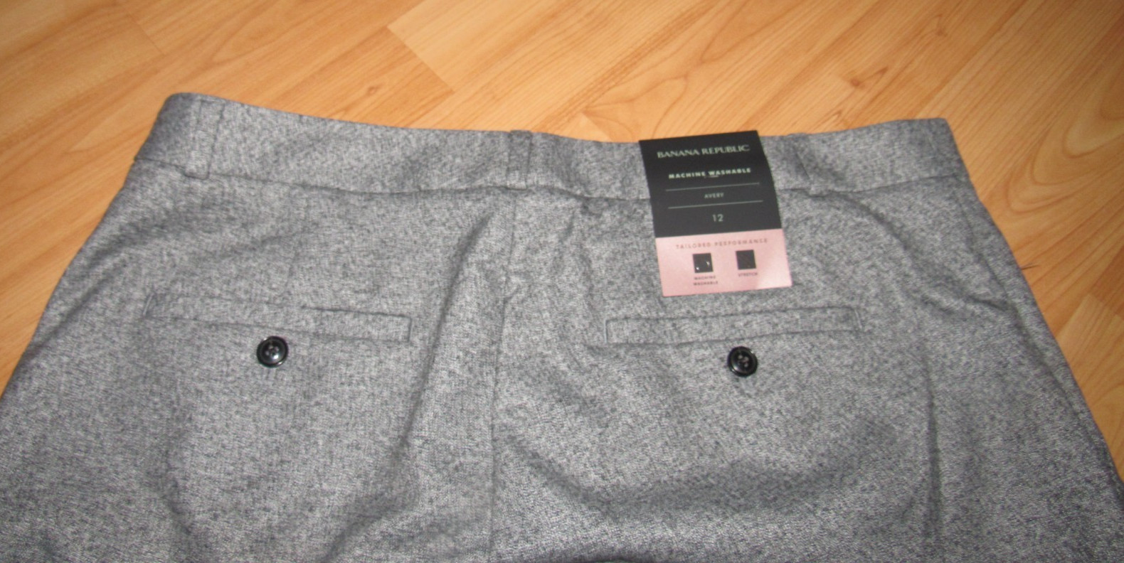 $99 NWT New BANANA REPUBLIC Women\'s Sz 12 Dress Pants GRAY Washable Avery Flat