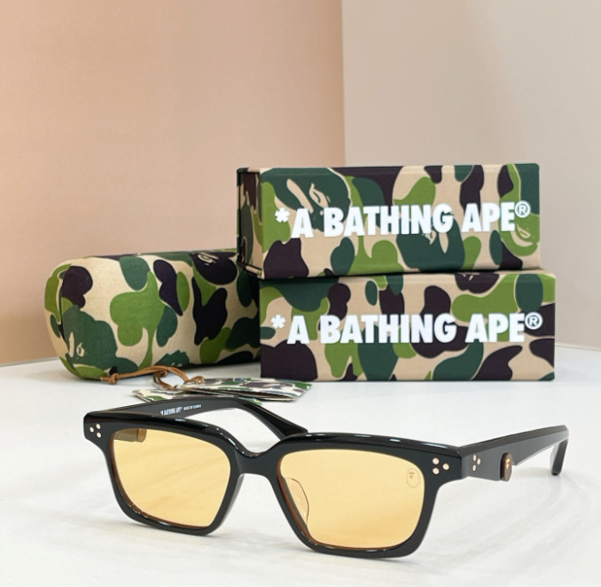 A BATHING APE BS13011 Full Frame Sunglasses Black Yellow Unisex 52-17-148