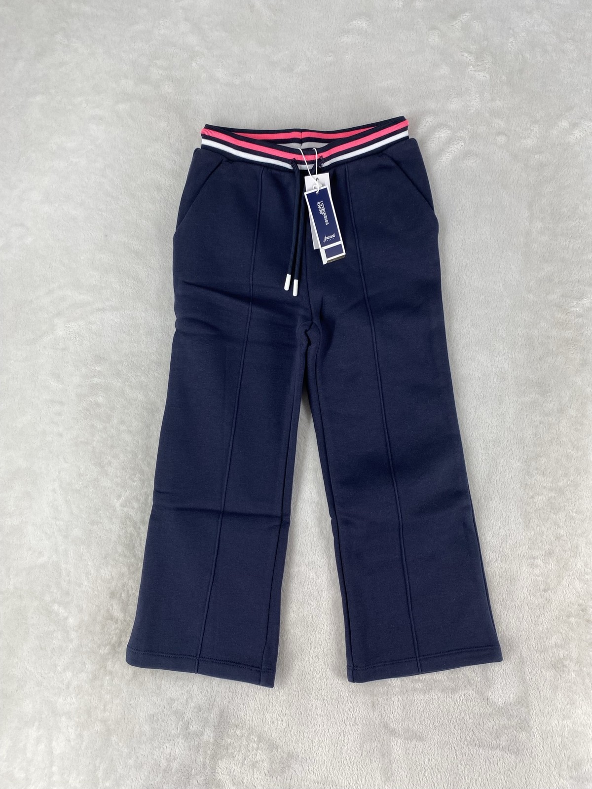 Jacadi Pants Unisex Kids 5-6 Years Blue Roseline Knit Logo Sweatpants NEW $79