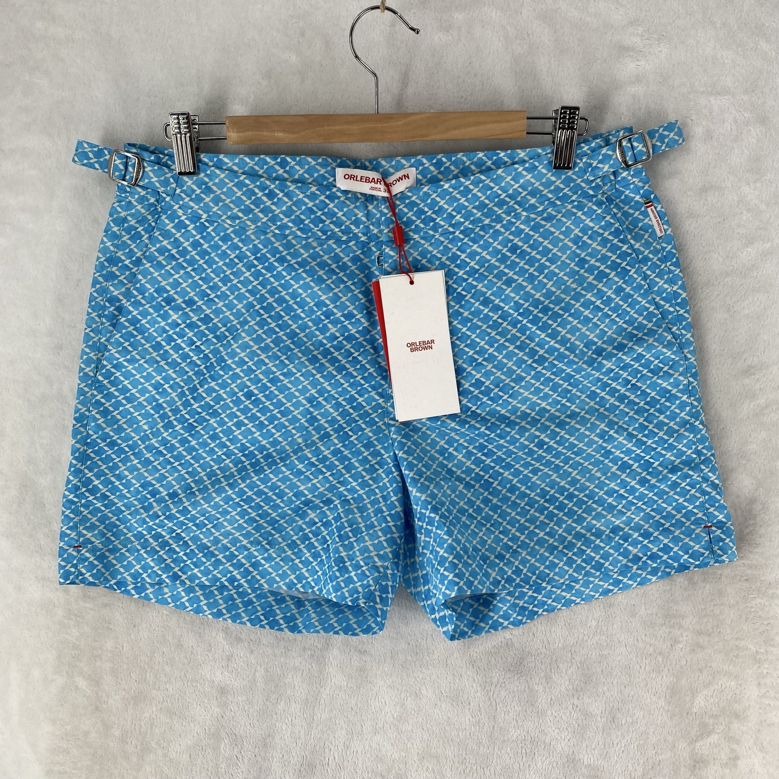 Orlebar Brown Swim Shorts Mens 32 Blue Setter Origami California Lined NEW