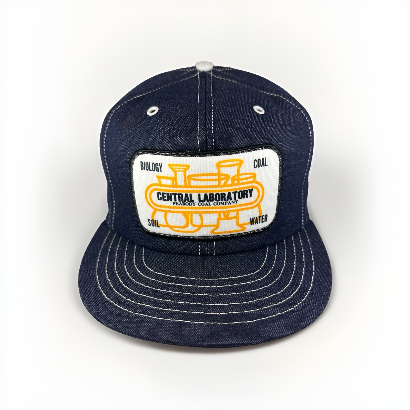 Vintage Peabody Coal Company Hat Central Laboratory 80s Denim Snapback Cap Patch