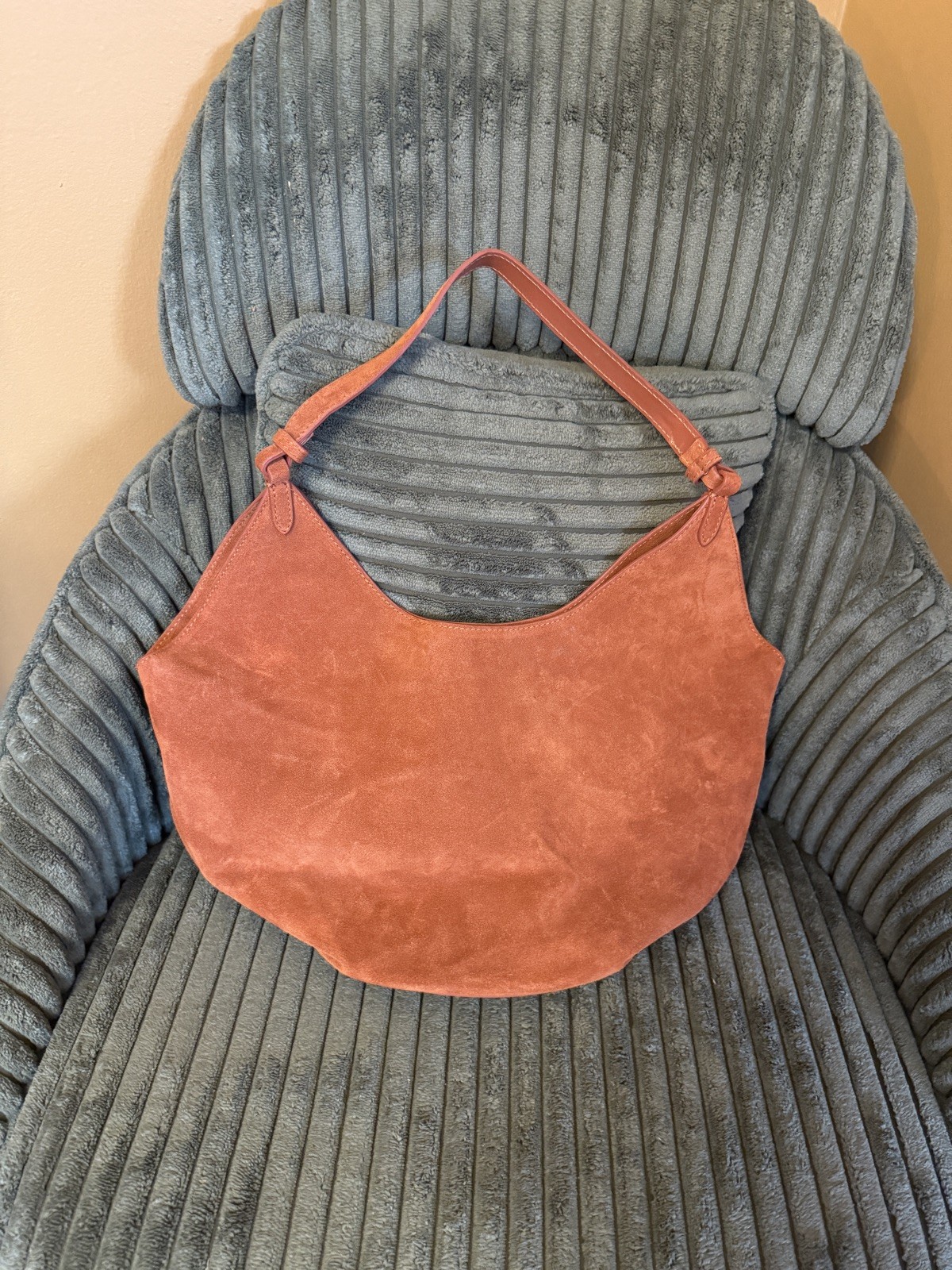 NWOT Viola Castellani Suede Italian Leather Cognac Hobo Shoulder Bag