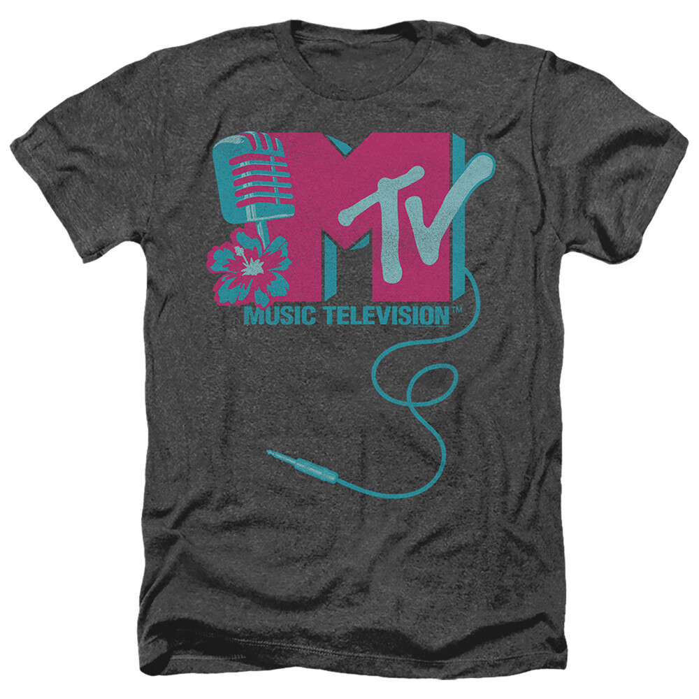 MTV MICROPHONE LOGO Licensed Adult Men\'s Heather Tee Shirt SM-3XL
