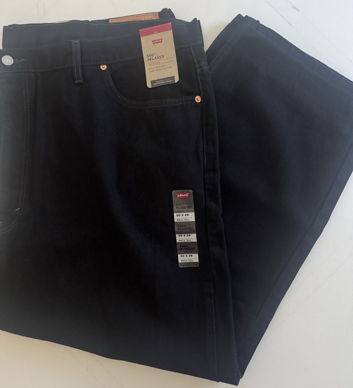 Black Levis Jeans Mens 50 29 Relaxed Fit 550