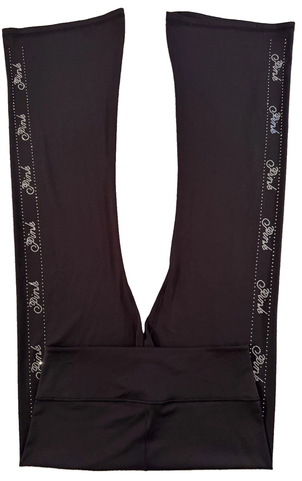 🪩NWOT Victoria’s Secret PINK Relay Logo Shine Flare Leggings-Pure Black-XL🪩