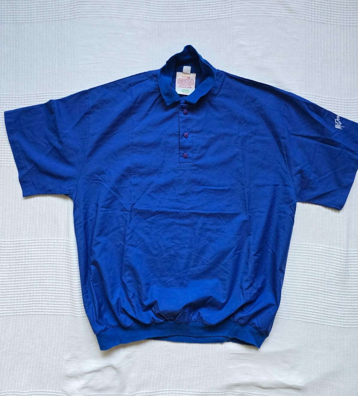 Retro McDonald\'s Employee Uniform Polo Shirt Molinel Image Blue Size L