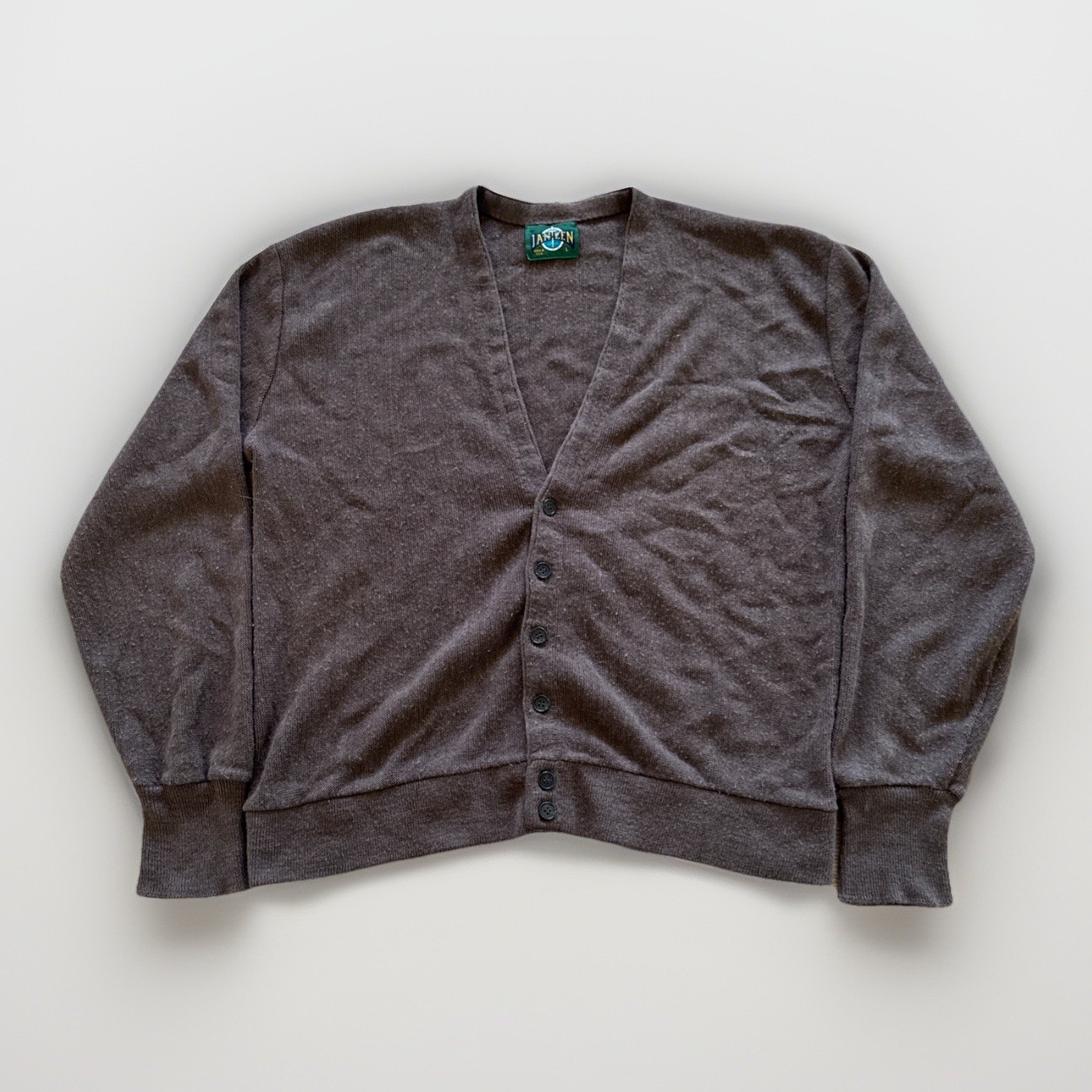 Vintage Jantzen Cardigan Sweater Mens L Brown Acrylic Knit 90s Classic Grandpa