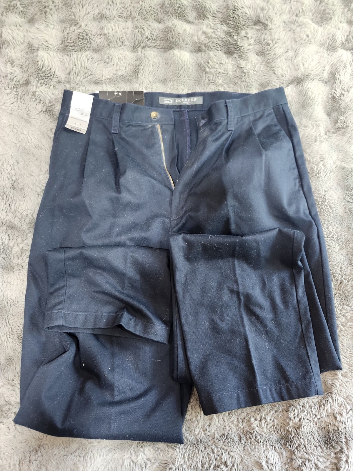 DOCKERS\' D3 Chino Pants Men\'s Size 36 x 34 Navy Classic Preppy Pleated Office