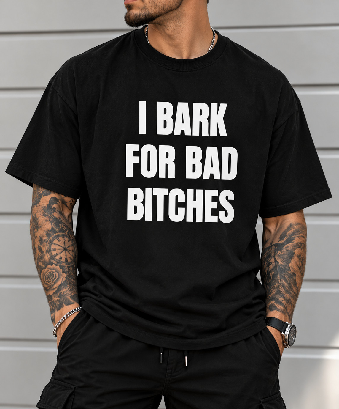 Funny Dog Lover T Shirt I Bark for Bad Bitches Black Sarcastic Graphic Tee