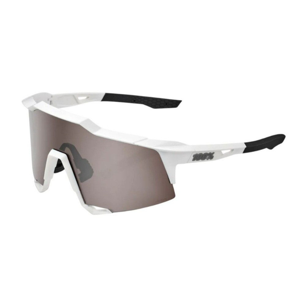 100% Speedcraft Sunglasses Matte White HiPER Silver Lens PREMIUM
