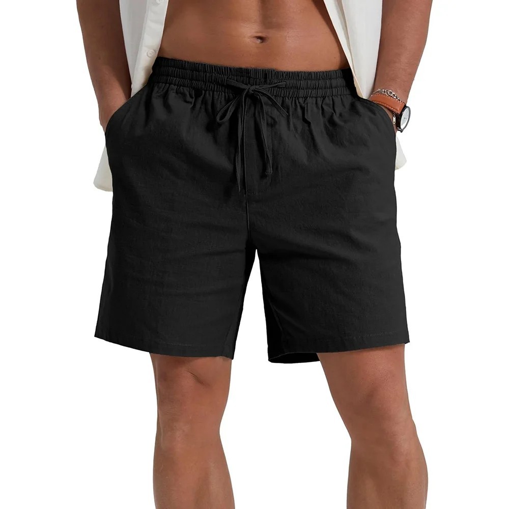 Men’s Cotton Linen Lightweight Gym Beach Shorts Summer Casual Fit Pants Fun Gift