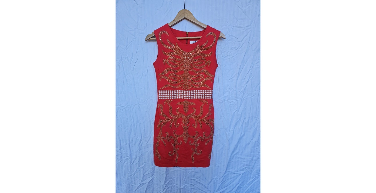 VINTAGE ZANARDI ITALY GOLD STUDDED COCKTAIL DRESS SIZE MEDIUM