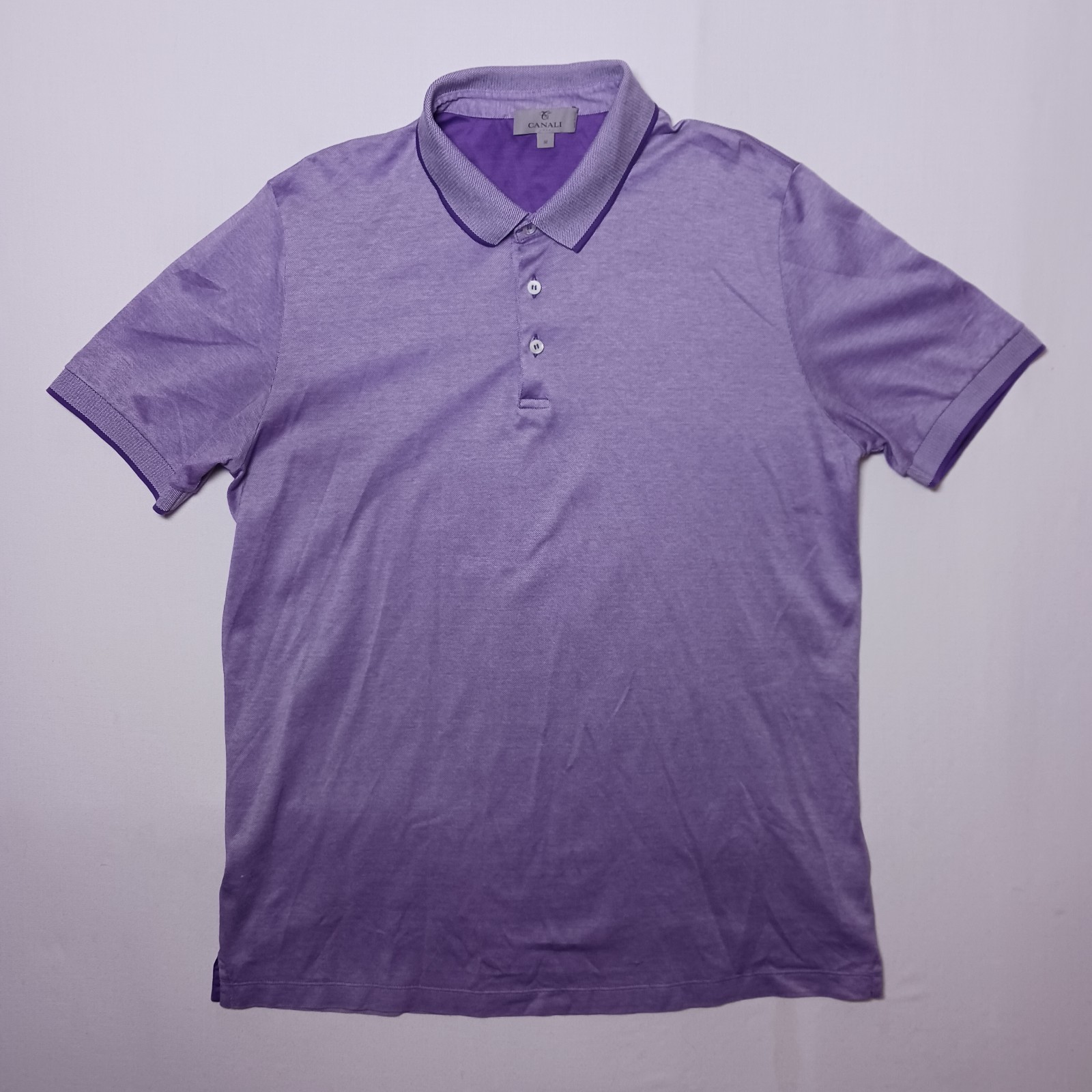 Canali 1934 Mens High Gauge Cotton Jersey Polo Large Purple Italy
