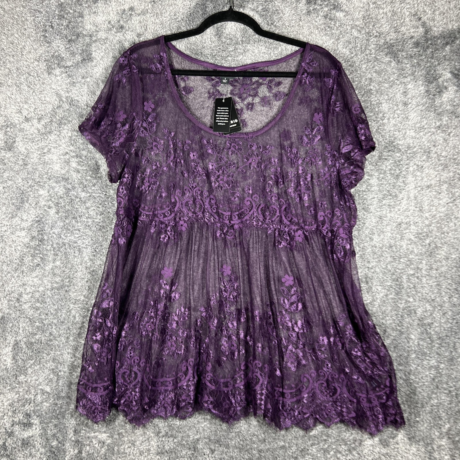 Torrid Blouse Womens 1 Purple Lace Tunic Embroidered Party Nylon