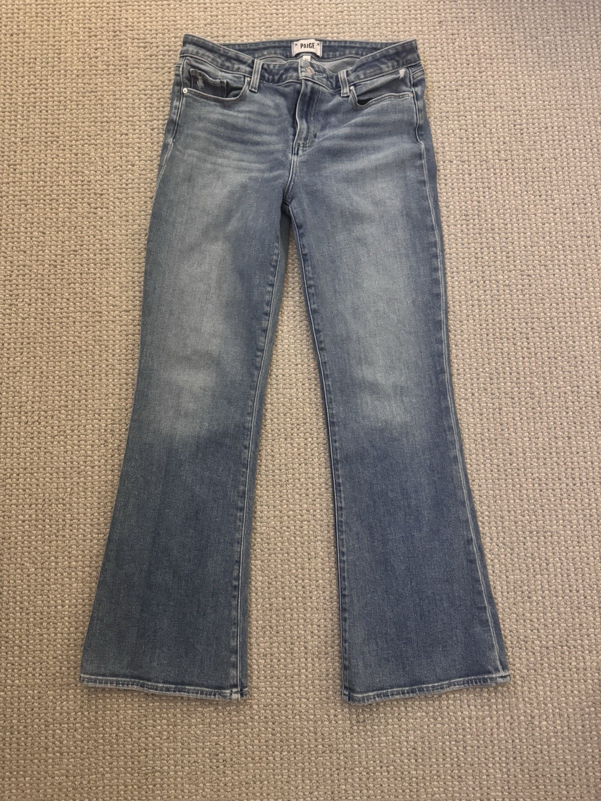 Women’s Paige Laurel Canyon Bootcut Jeans Blue Flamenco Distressed Wash Size 32