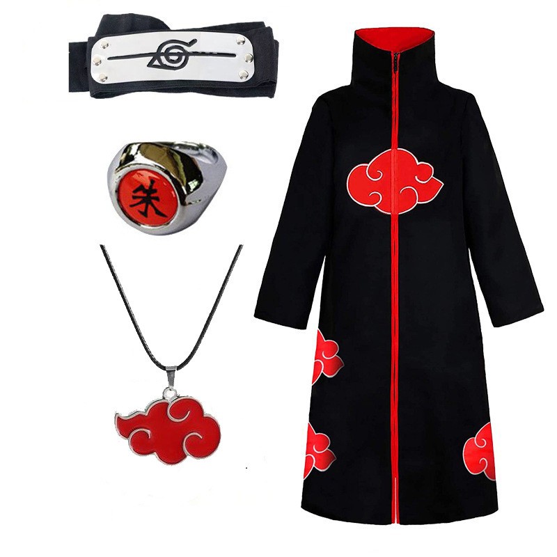 Akatsuki Robe Cloak Naruto Cosplay Costume Cape Itachi Uchiha Halloween