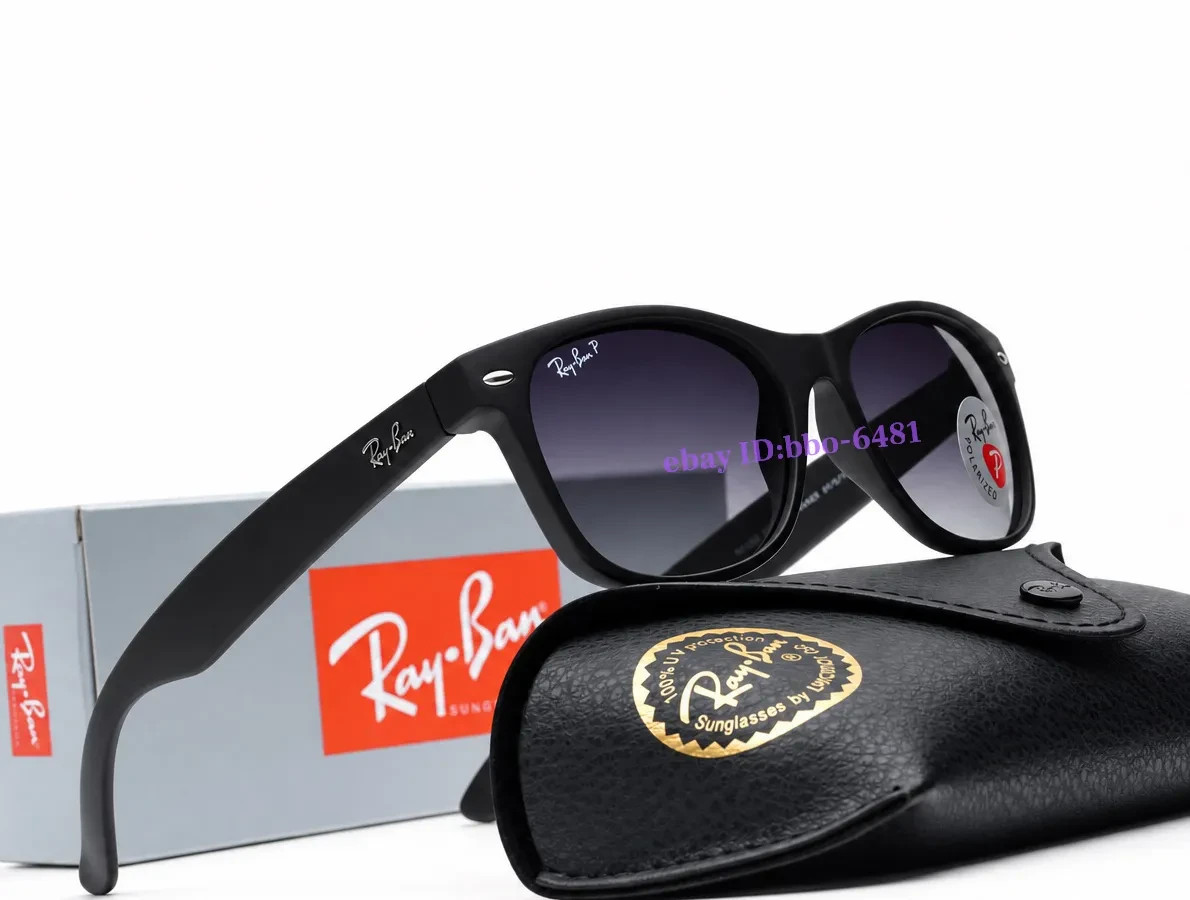 Ray-Ban New Wayfarer Classic Matte Black Polarized Sunglasses RB2132 601S78 55mm