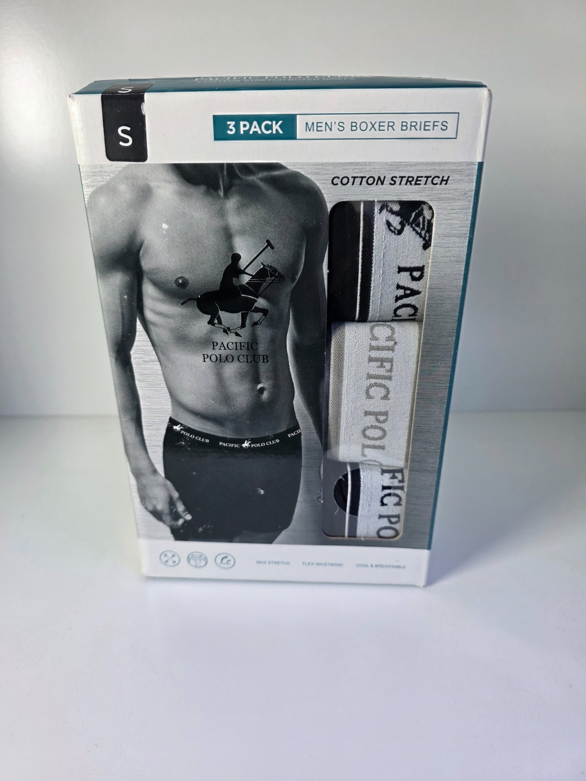 Pacific Polo Club Men\'s 3-Pack Boxer Briefs - Black, Navy, Gray  Size S