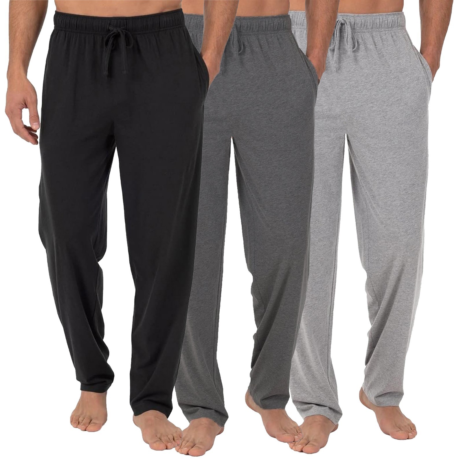 3 & 5 Pack Men's Pajama Pants Cotton Blend Lounge Sleepwear Elastic Waist