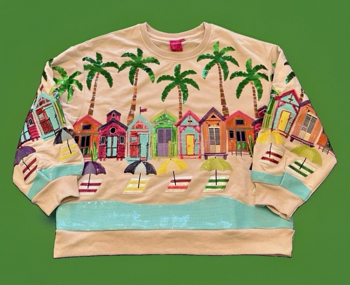 ⛱️🏝️Gorgeous NWOT Queen Of Sparkles M (Oversized) Heavily Sequined Sweatshirt