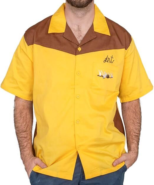 Ripple Junction Big Lebowski Team Dude Gold Bowling  Button Down Cosplay Shirt