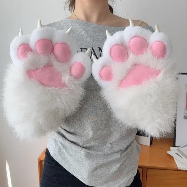 New Plush Cosplay Cat Paw Glove Squeaking Cartoon Cat Claw Mittens Thicken Anima
