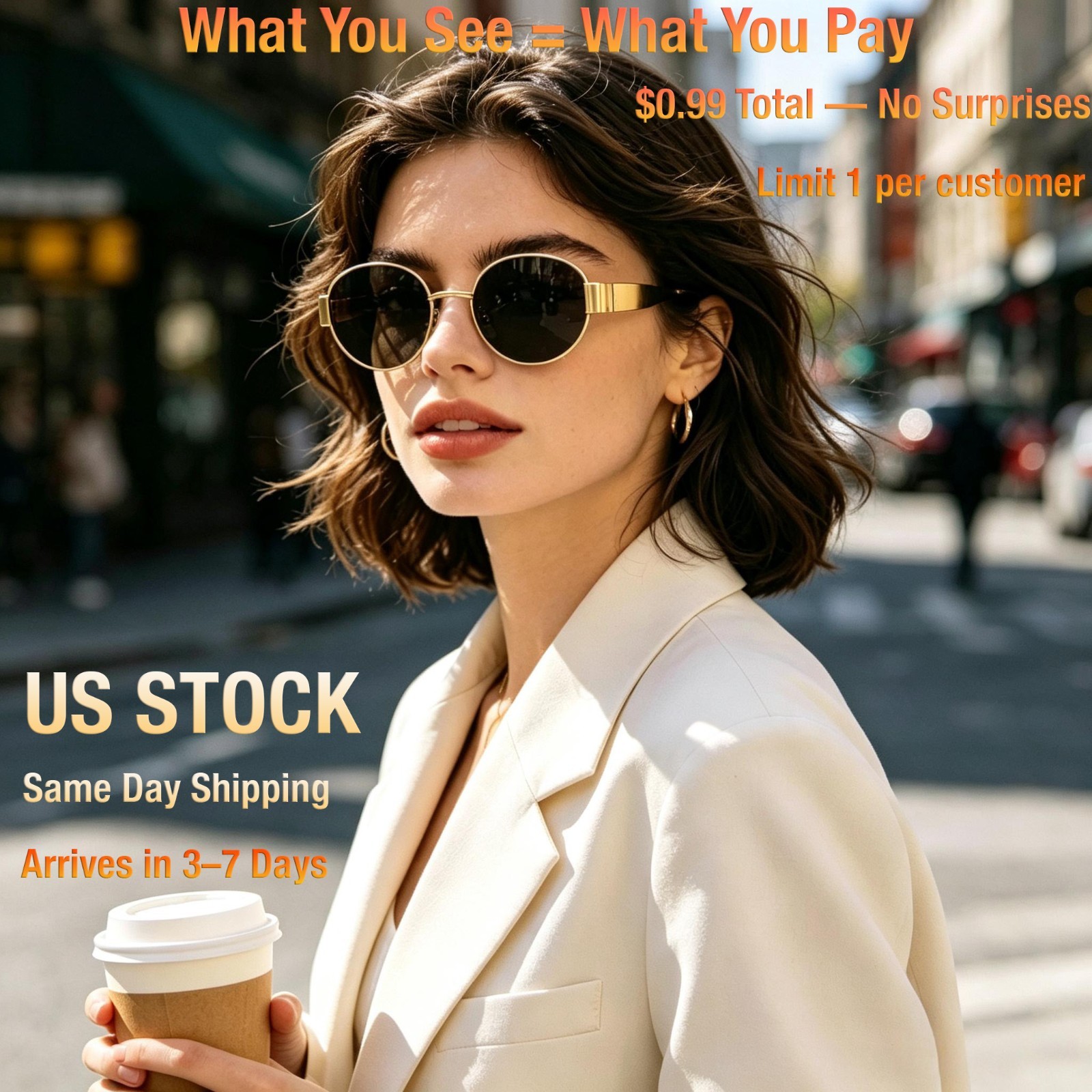Retro Gold Oval Sunglasses Brown Lens For Driving Cycling Outdoor Sun Shades