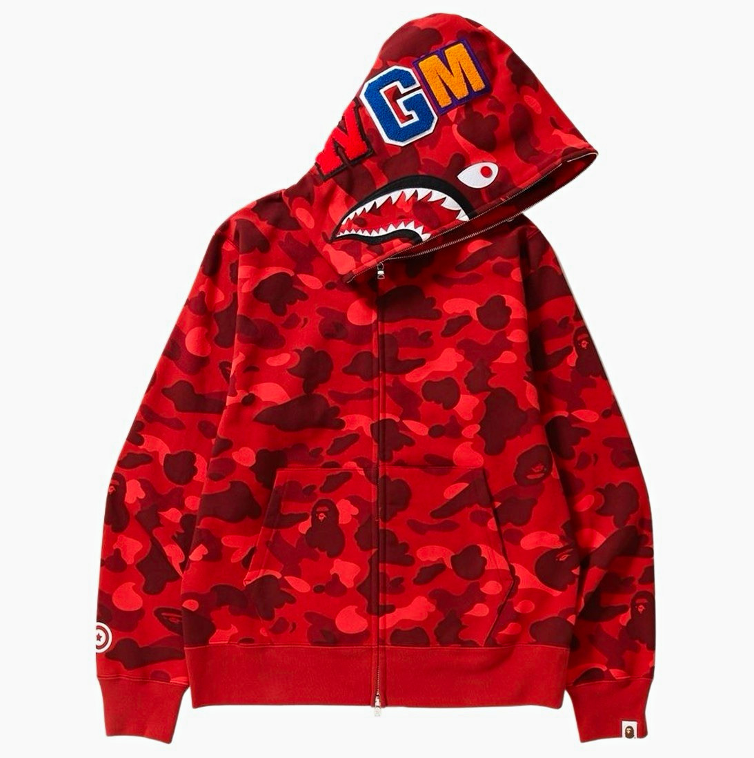BAPE Red Camo Shark Hoodie Full Zip Style # 1J70-115-008-RED Size XL