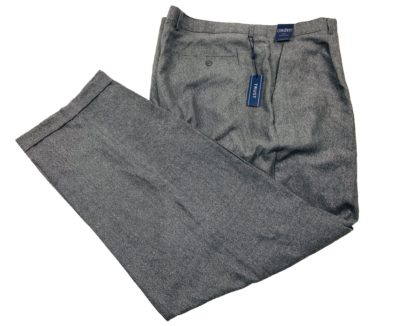 BRAND NEW TRUST Mens 44x32 Solid Gray Super Soft Polyester Dress Pants/Slacks