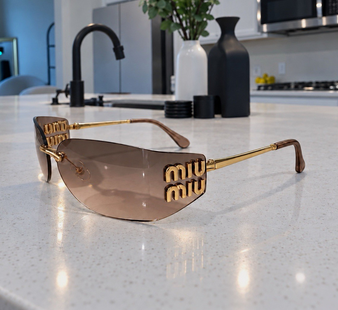 Miu Miu Rimless Gold Metal Brown Gradient Sunglasses 110mm