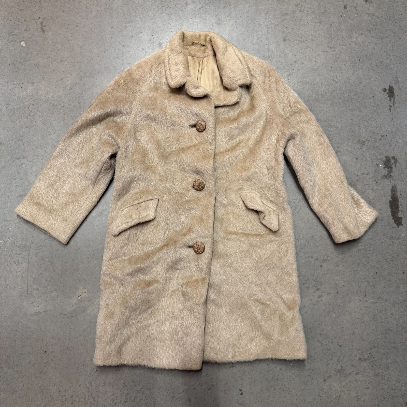 Rare Vintage Hand Hand knit Made in England Long Lined 100% Mohair Coat Cardigan