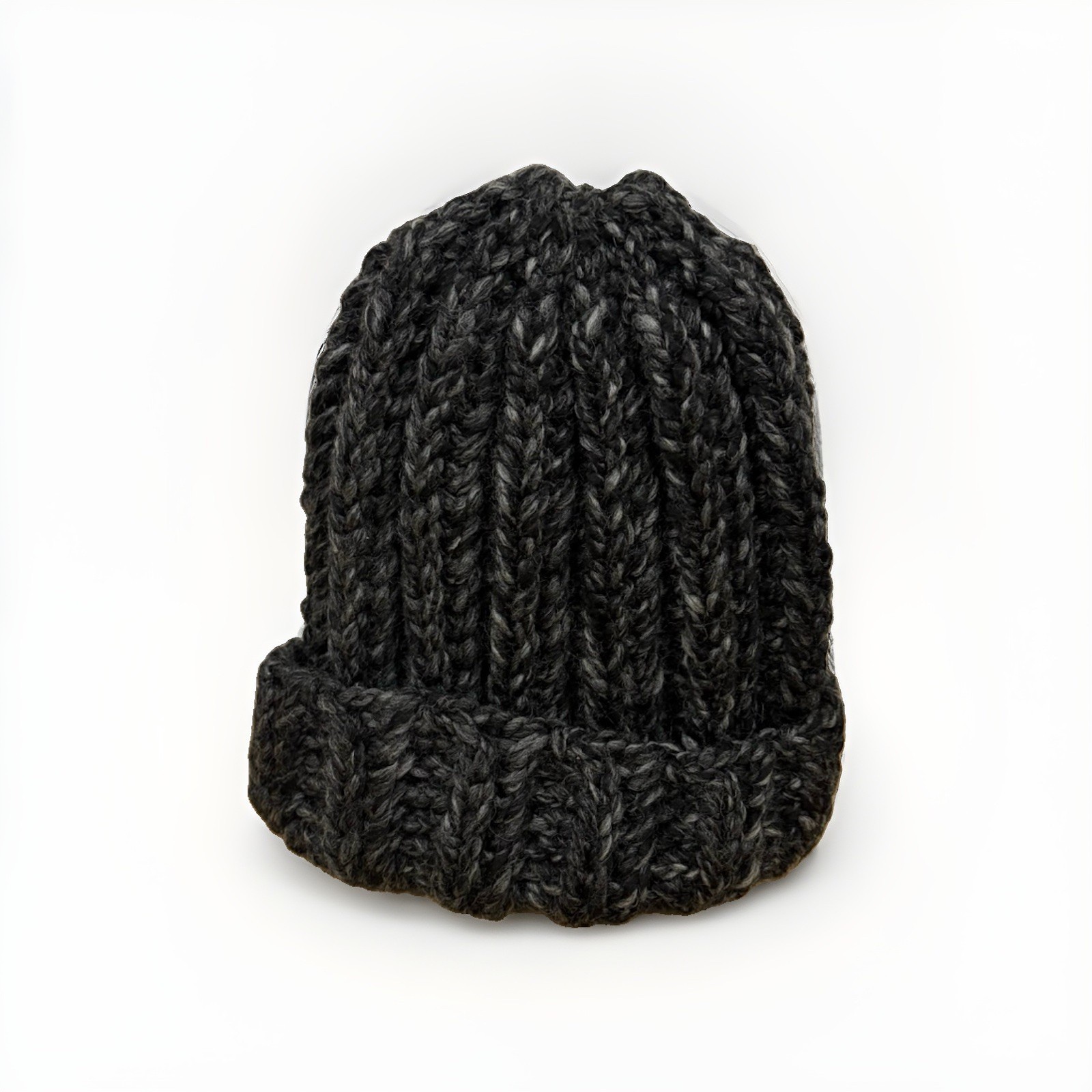 Hand knit Dark Gray Winter Crocheted Beanie Hat Warm Handmade Unisex One Size
