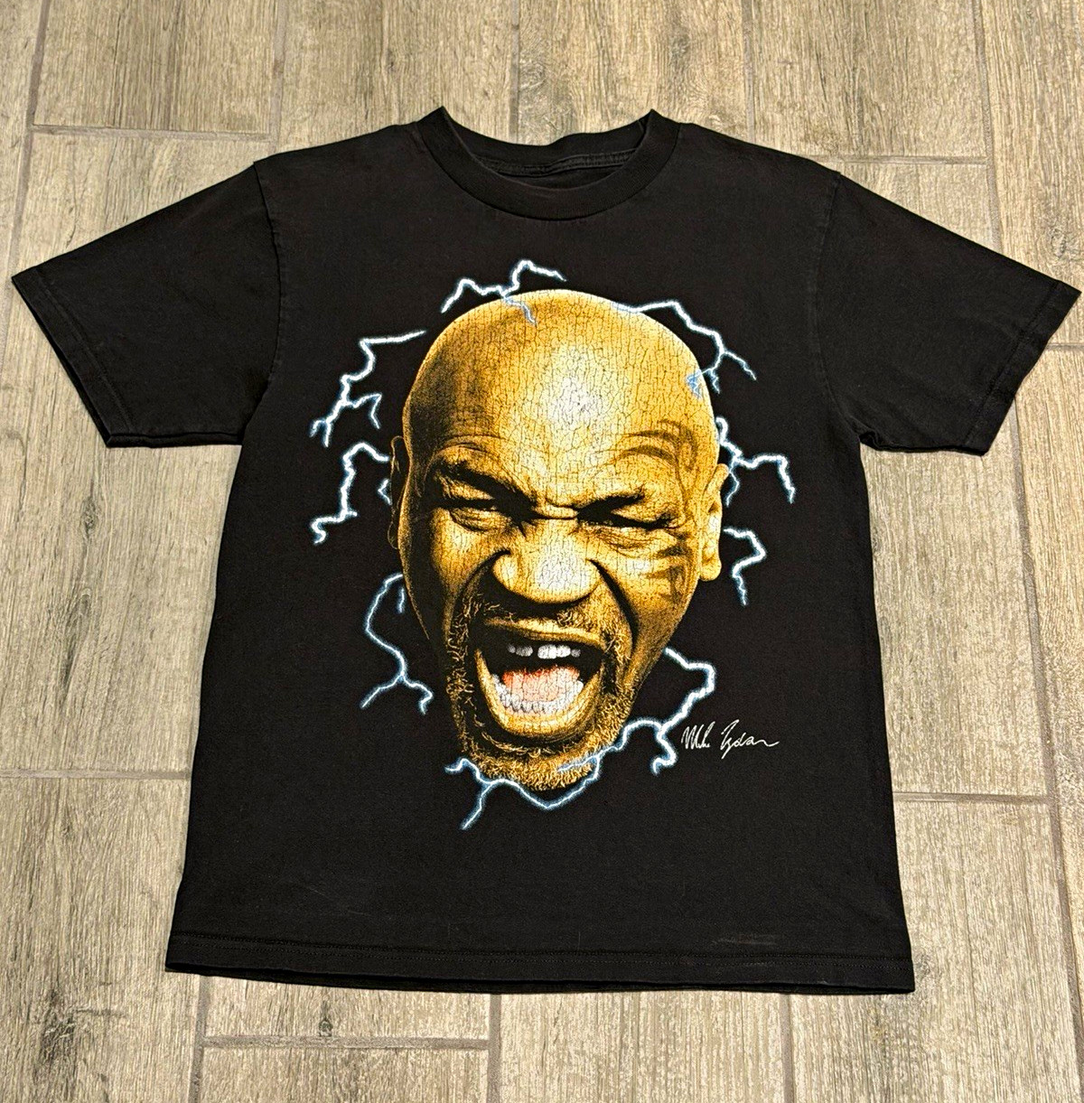 Mike Tyson Collection Men\'s Black Graphic Logo Crew Neck Tee S Cotton