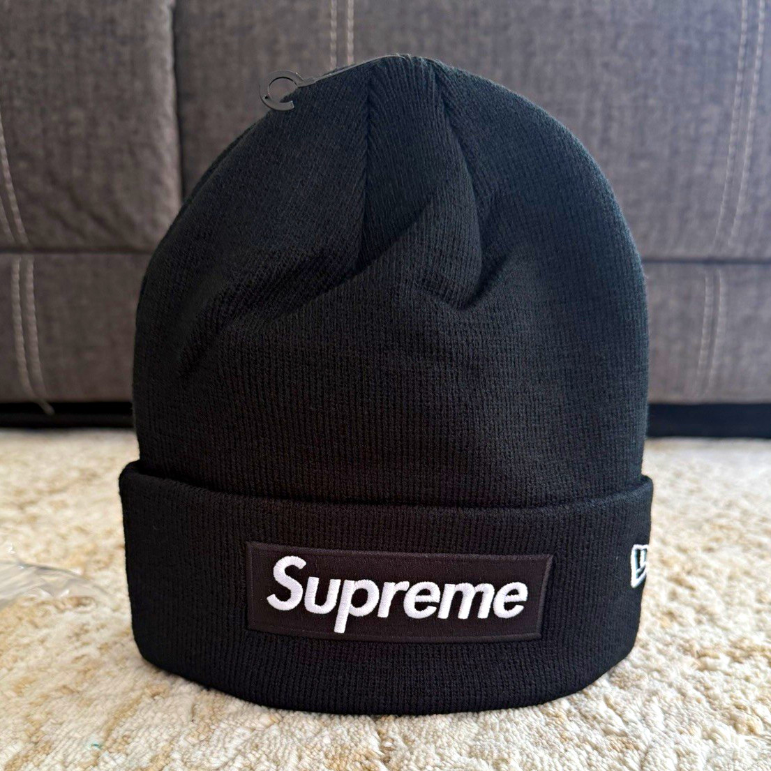 Supreme x New Era Box Logo Beanie Black One Size Knit Acrylic Unisex Adults