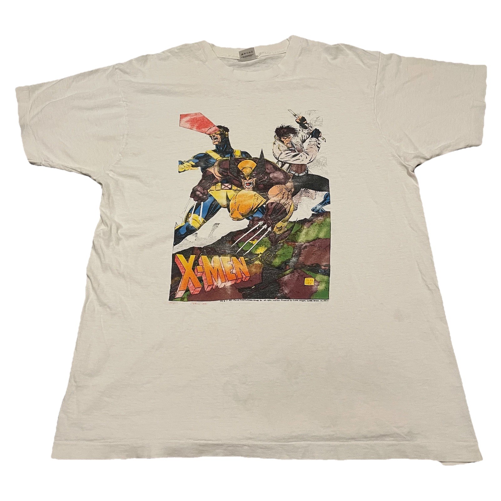 Vintage 1991 Marvel Xmen Comic Images Shirt Rare Mens XL White