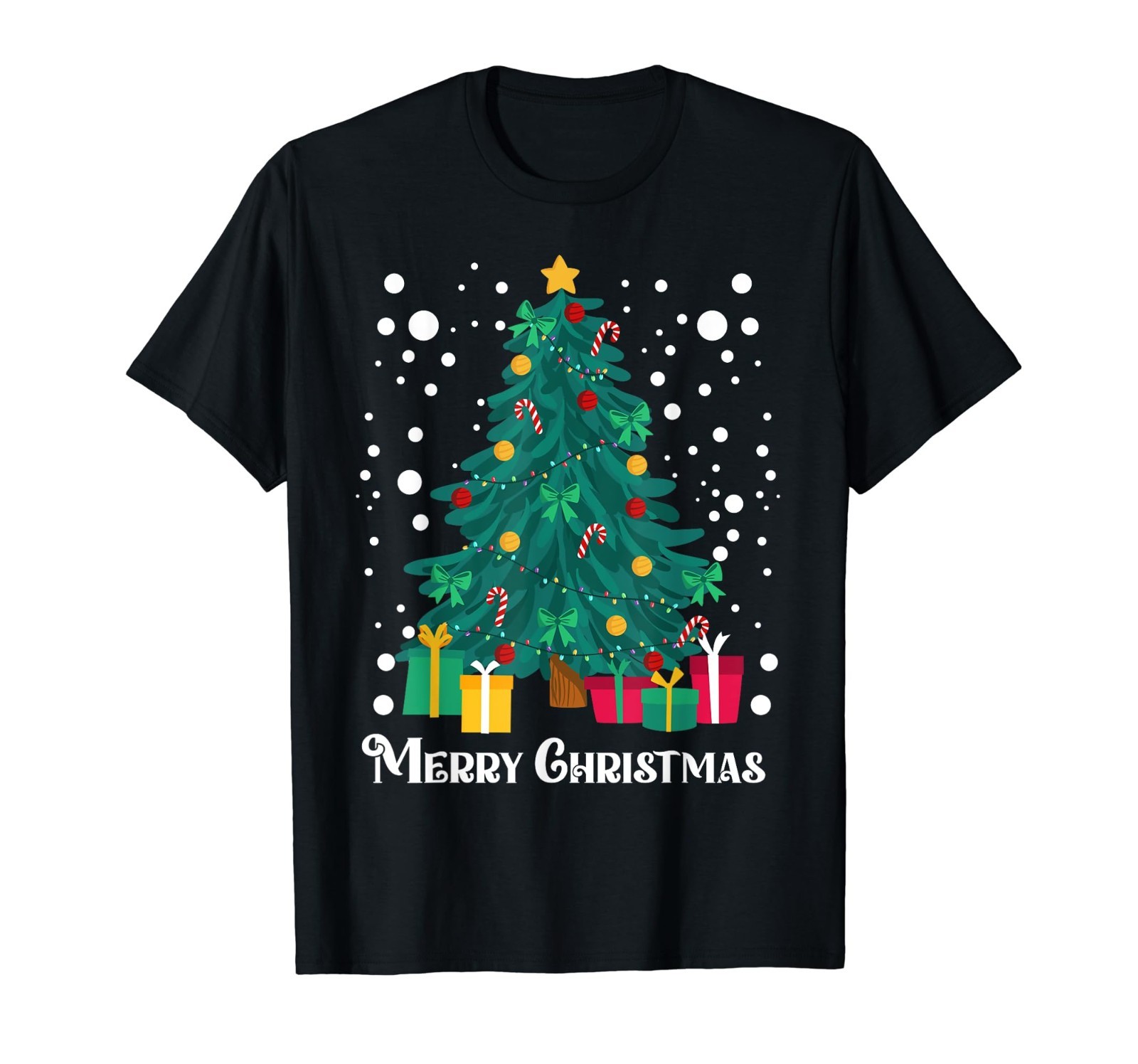 Christmas Tree T-Shirt, Santa Claus Merry Christmas Graphic Tee, Xmas Holiday
