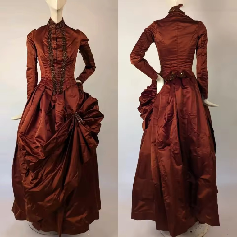 1880s Bustle Dress Victorian Afternoon Costume Edwardian Duchess Day Ball Gowns