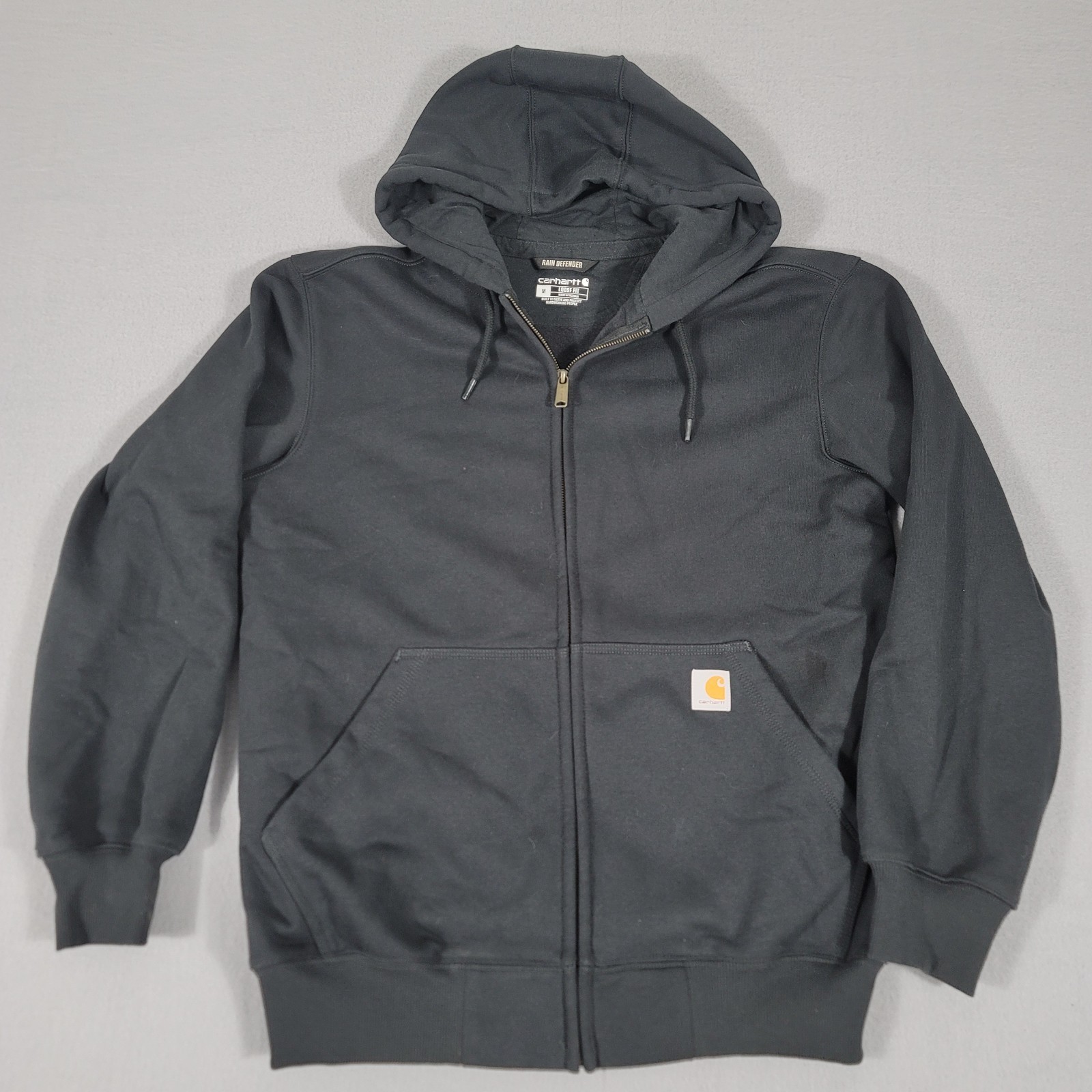 Carhartt Men\'s Size M Rain Defender Loose Fit Heavyweight Full-Zip Hoodie Black