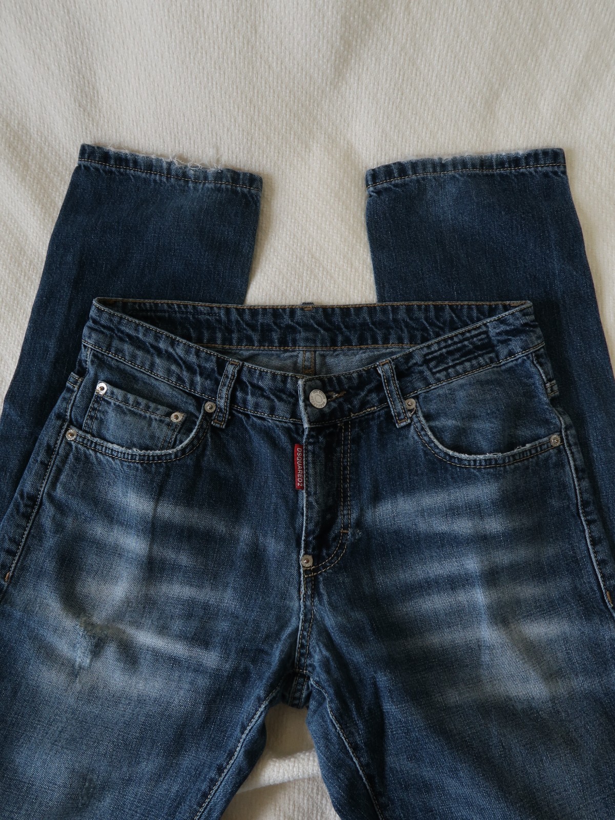 DSQUARED2 Mens Jeans IT 46 Blue Distressed Faded Wash Denim Made in Italy