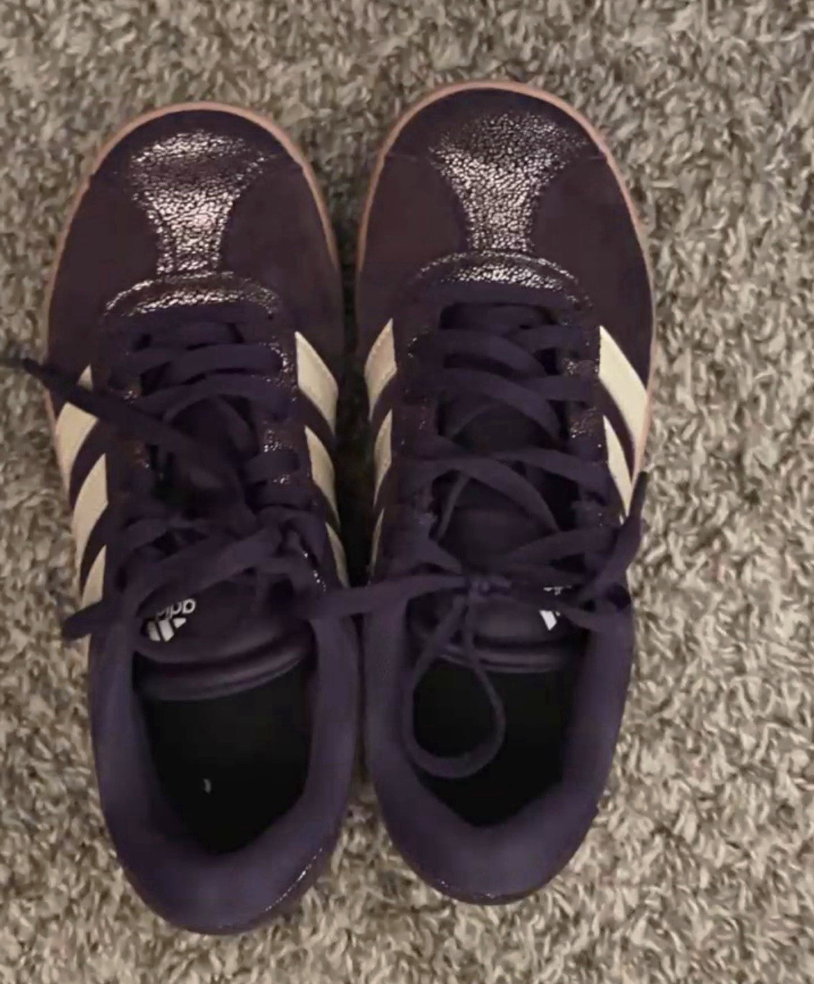adidas VL Court Unisex Kids Purple/White Suede Lace-Up Sneakers US 1.5