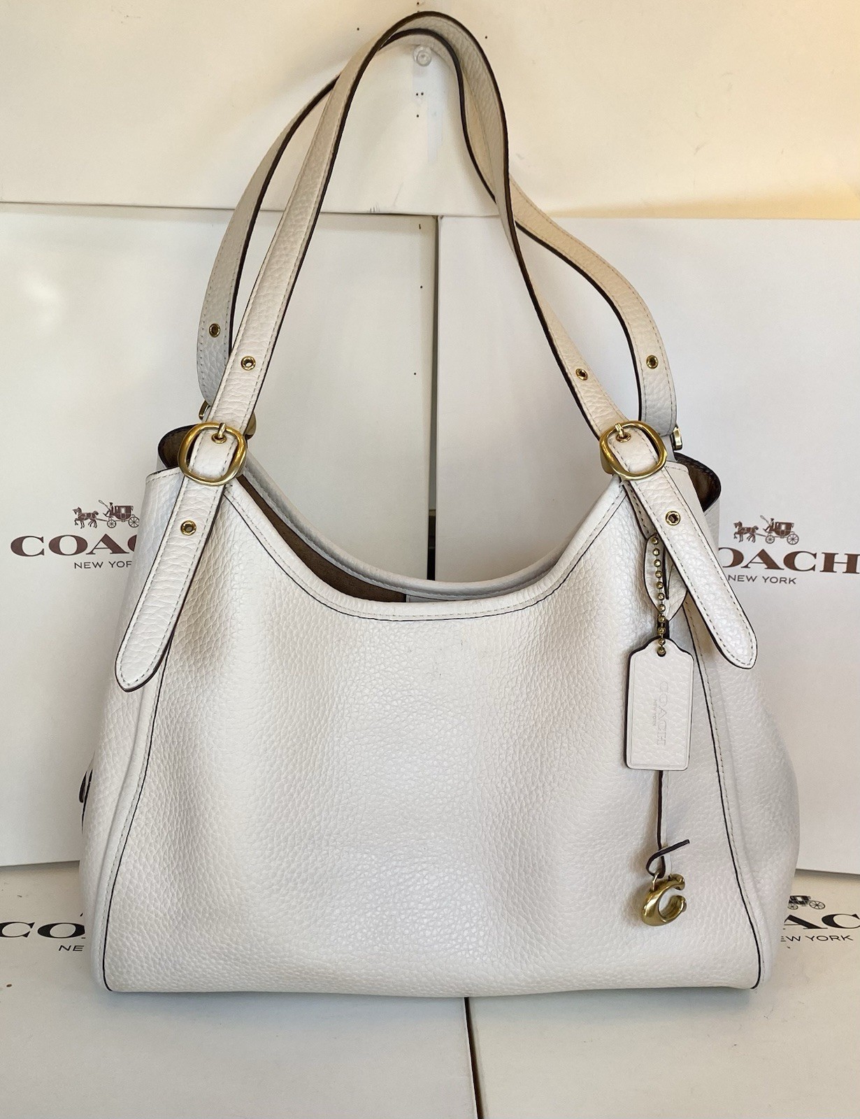Coach C4824 Lori Shoulder Bag In Soft Chalk Pebbled Leather