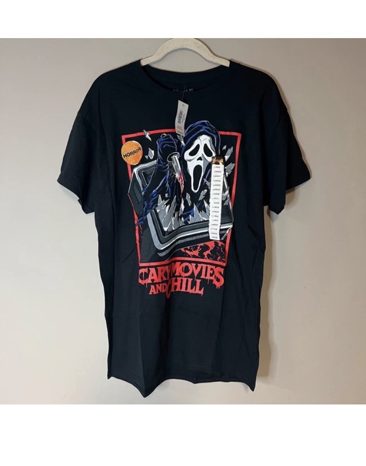 NWT Ghost Face Scream Scary Movies & Chill Graphic T-Shirt Horror Adult L