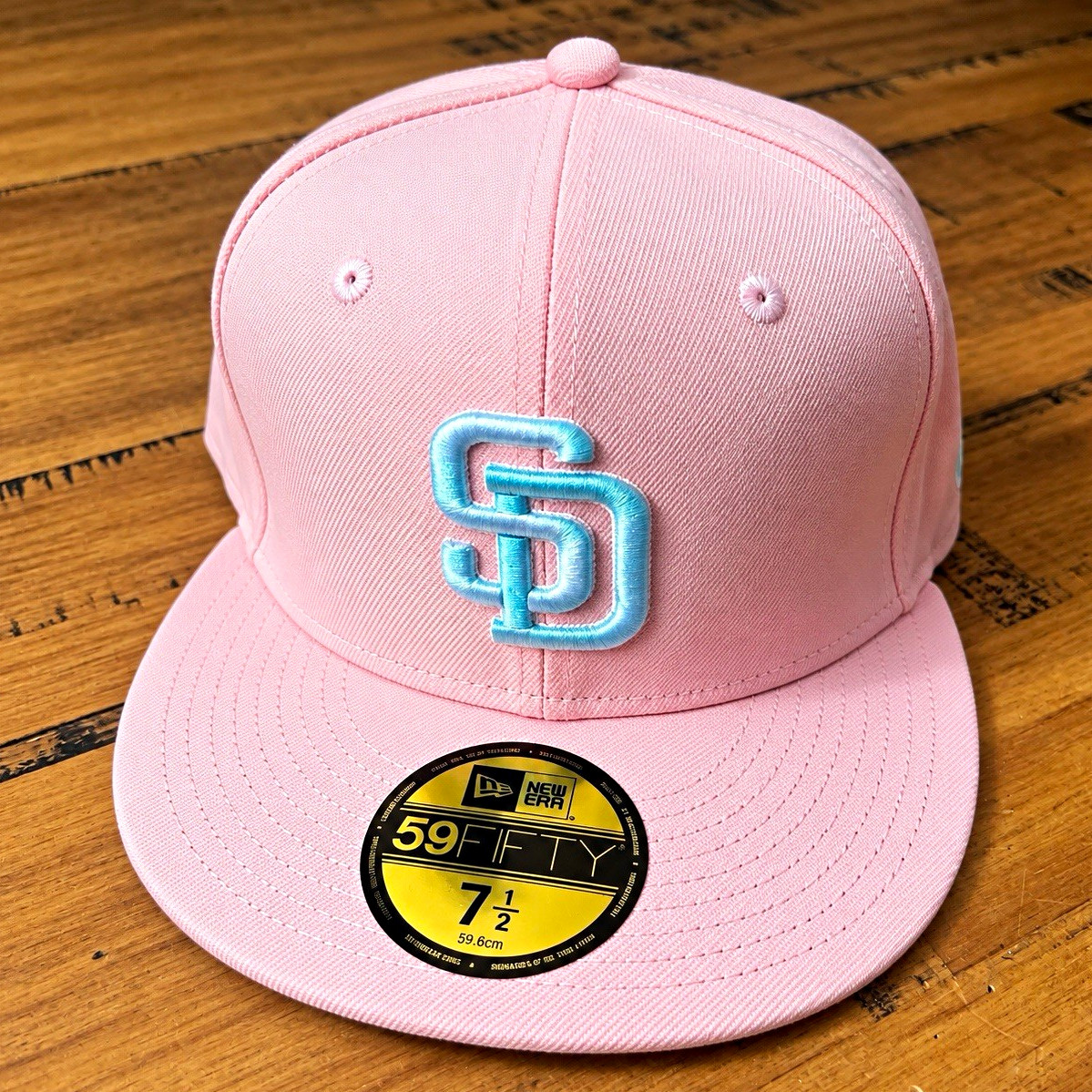 New Era San Diego Padres 59FIFTY Fitted Hat Pink Baby Blue 7 1/2 World Series