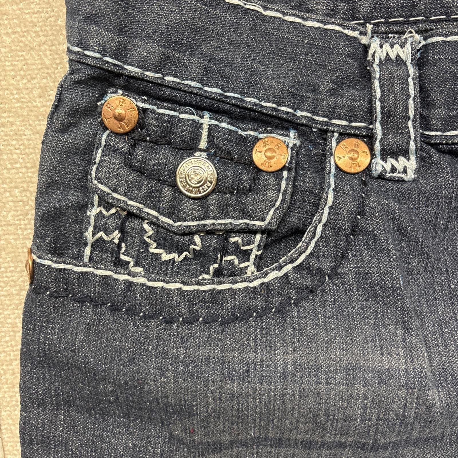 VTG True Religion Joey Super T World Tour Flap Pocket Straight Jeans Men\'s 34x32