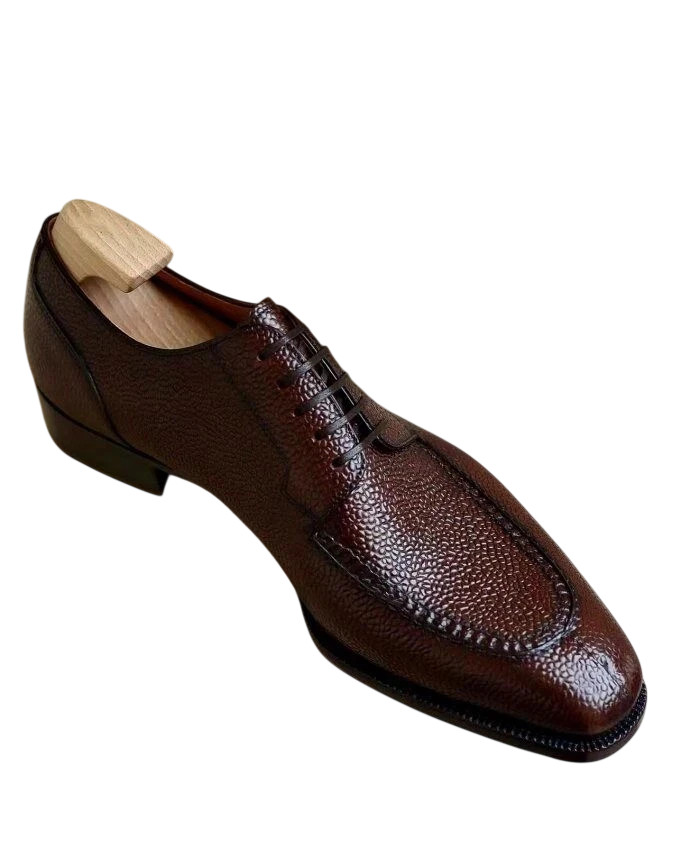 Handmade Brown Genuine Leather Derby Lace Up Formal Dress Office Shoes For Men