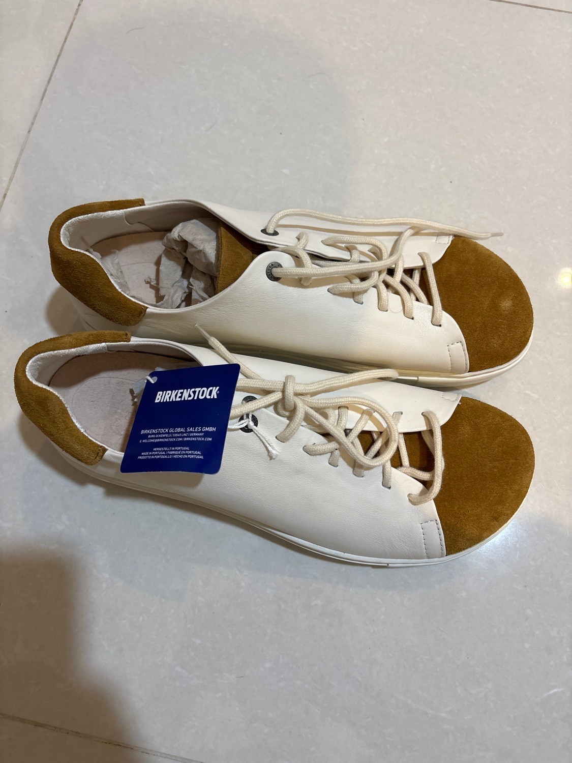 Birkenstock Leather Sneakers White Tan Suede EU 44 US 11 NWT