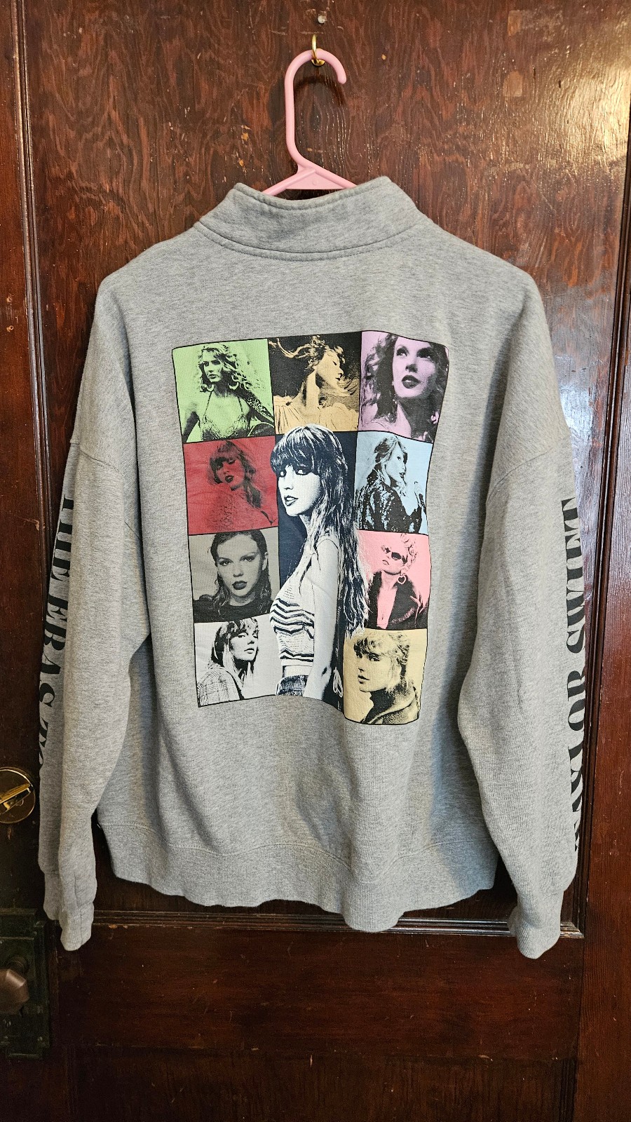 Taylor Swift The Eras Tour Quarter Zip Sweatshirt Gray Official Merch XLarge