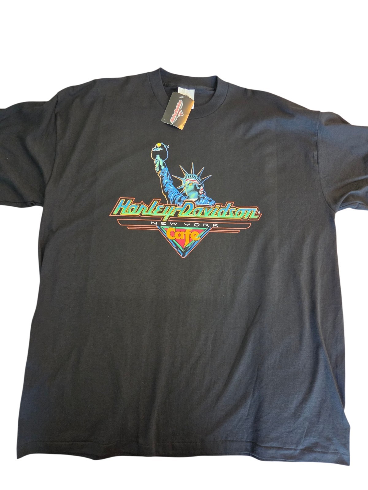 90s Single Stitch Harley Davidson New York Cafe Black T shirt XL Deadstock New 