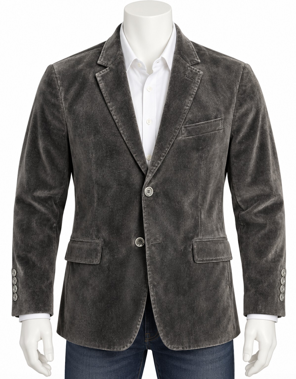 Alberto Cardinali Men\'s Gray Velvet Tailored Fit Blazer 42L